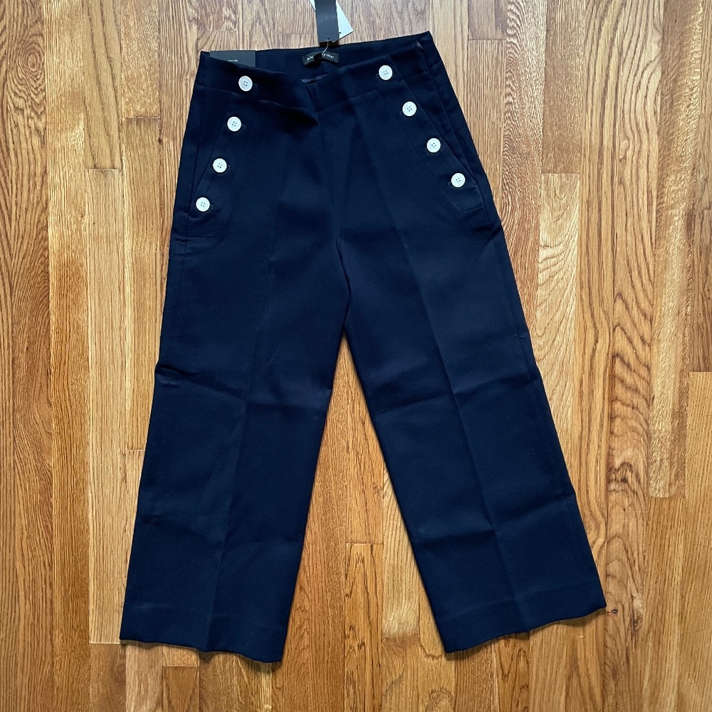 Banana Republic Wide Leg Navy Crop Pants Size 4 NWT - Picture 1 of 5